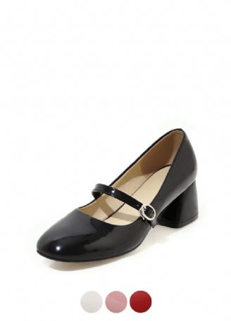 Abby Dames Mid Hak Gesp Zwarte Schoenen