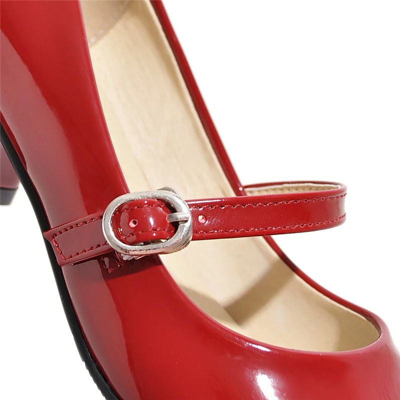 Abby Dames Mid Hak Gesp Zwarte Schoenen - Zwart