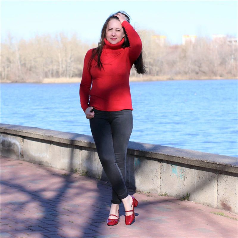 Abby Dames Mid Hak Met Gesp Schoenen - Rood