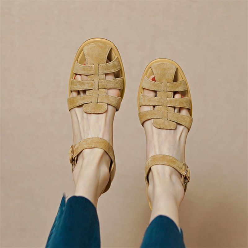 Ada Dames Zomer Suède Sandalen - Groen