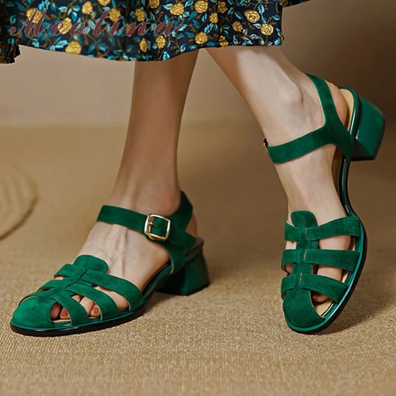 Ada Dames Zomer Suède Sandalen - Groen
