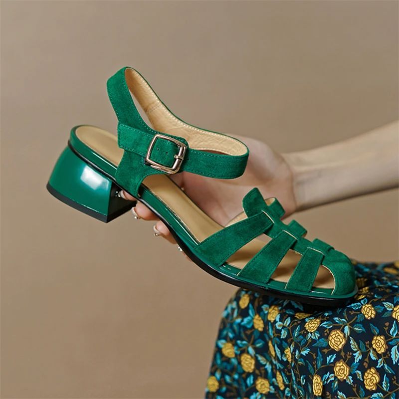Ada Dames Zomer Suède Sandalen - Groen