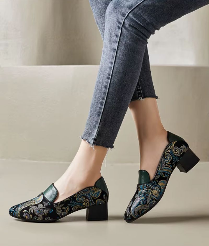 Adela Dames Leren Dress Pumps - Groen