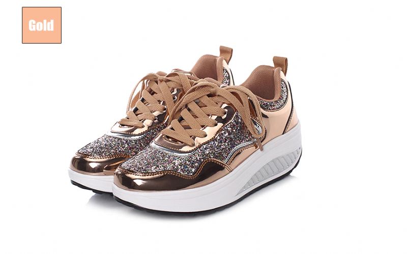 Adonis Dames Flat Met Platform Patent Sneakers Schoenen - Zilver