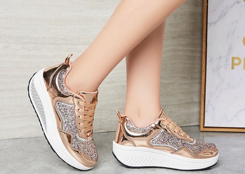 Adonis Dames Flat Met Platform Patent Sneakers Schoenen - Zilver