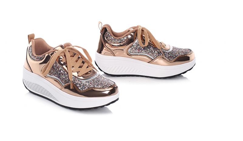 Adonis Dames Flat Met Platform Patent Sneakers Schoenen - Zilver