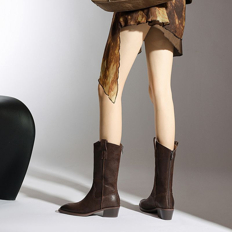 Aila Dames Leren Western Laarzen - Zwart