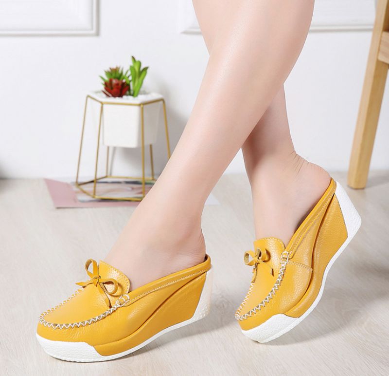 Aila Dames Platform Wedges - Geel