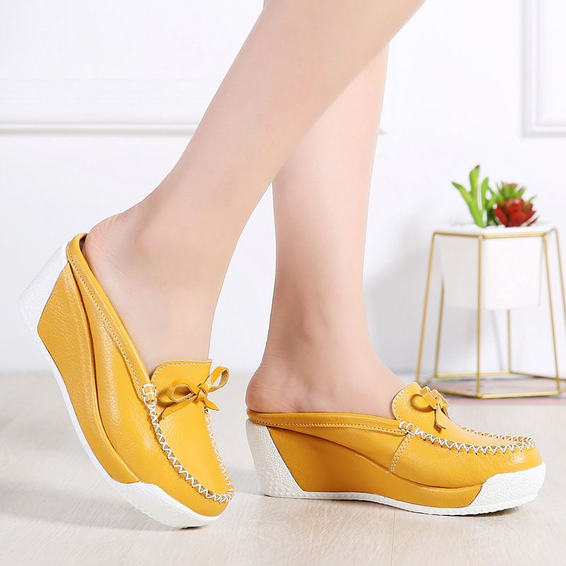 Aila Dames Platform Wedges - Geel