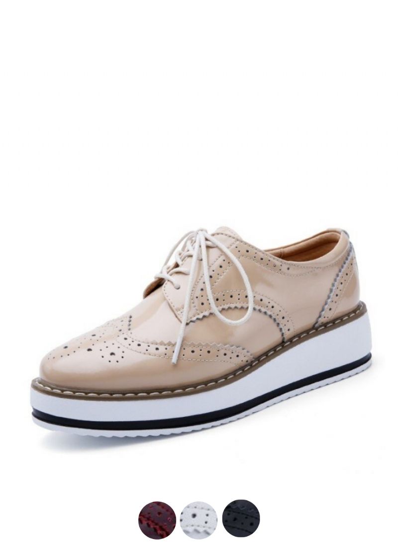Akira Vrouwen Patent Leren Platform Platte Schoenen