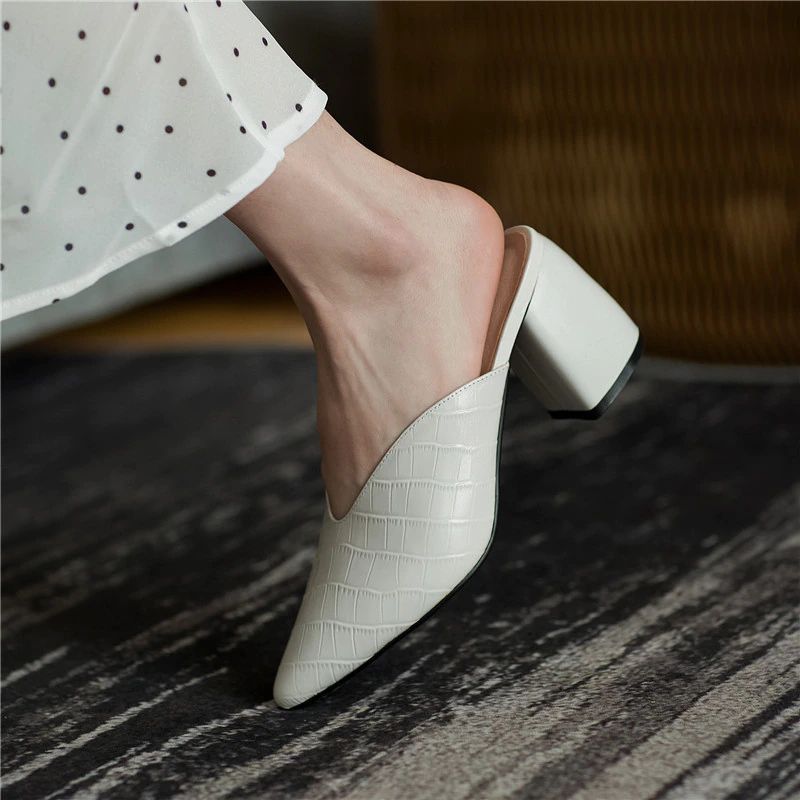 Alandra Dames Leren Muiltjes Pumps - Roze