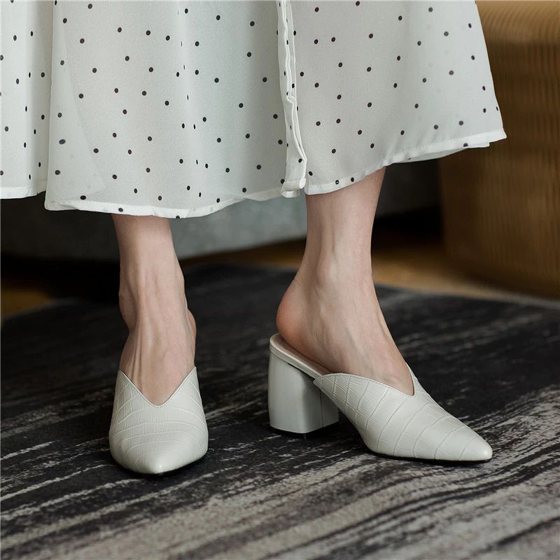 Alandra Dames Leren Muiltjes Pumps - Roze