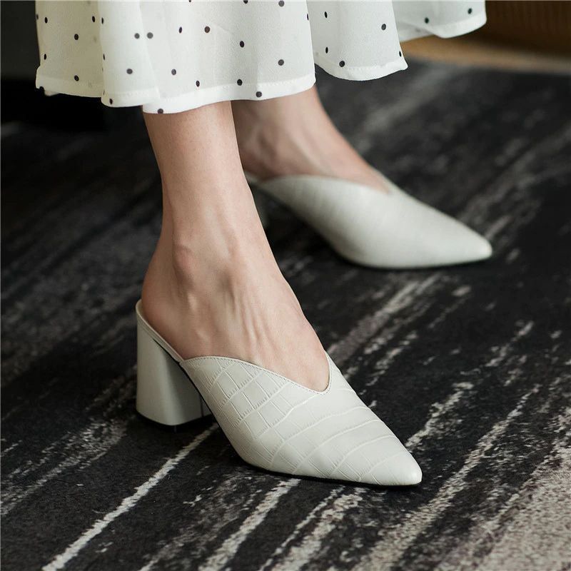 Alandra Dames Leren Muiltjes Pumps - Roze