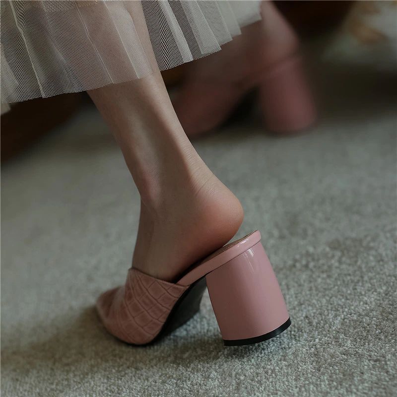 Alandra Dames Leren Muiltjes Pumps - Roze