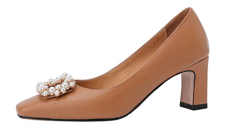 Alba Dames Hoge Hak Leren Pumps Schoenen - Beige