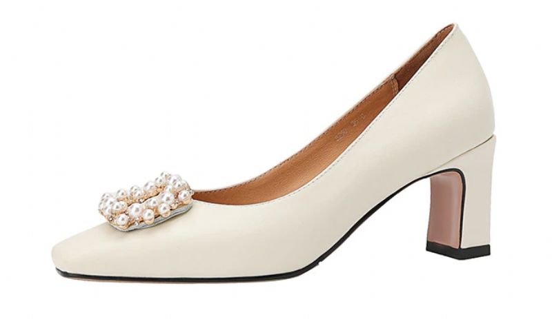 Alba Dames Hoge Hak Leren Pumps Schoenen - Beige