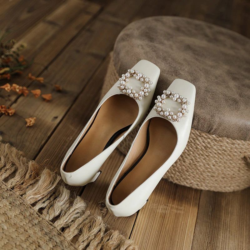 Alba Dames Hoge Hak Leren Pumps Schoenen - Beige