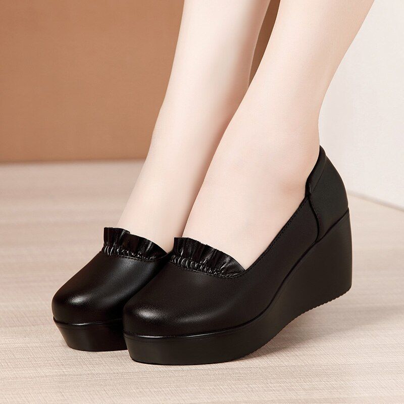 Albani Dames Platform Wedge Schoenen - Zwart