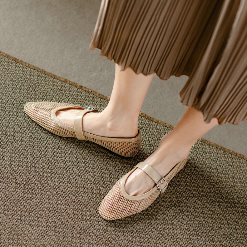 Albania Dames Casual Mesh Flat - Zwart