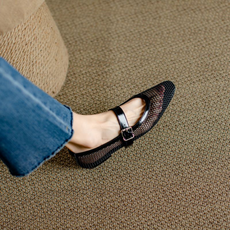 Albania Dames Casual Mesh Flat - Zwart