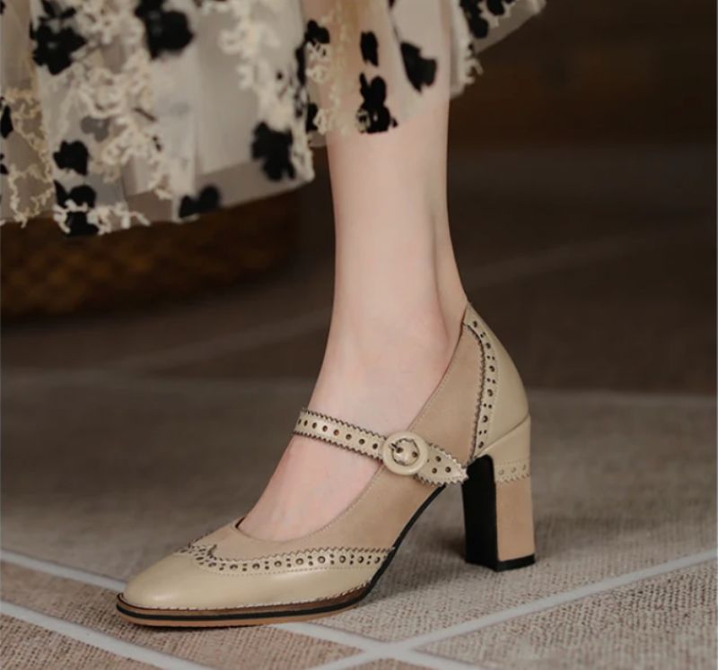 Albany Dames Brogues Pump Schoenen - Abrikoos