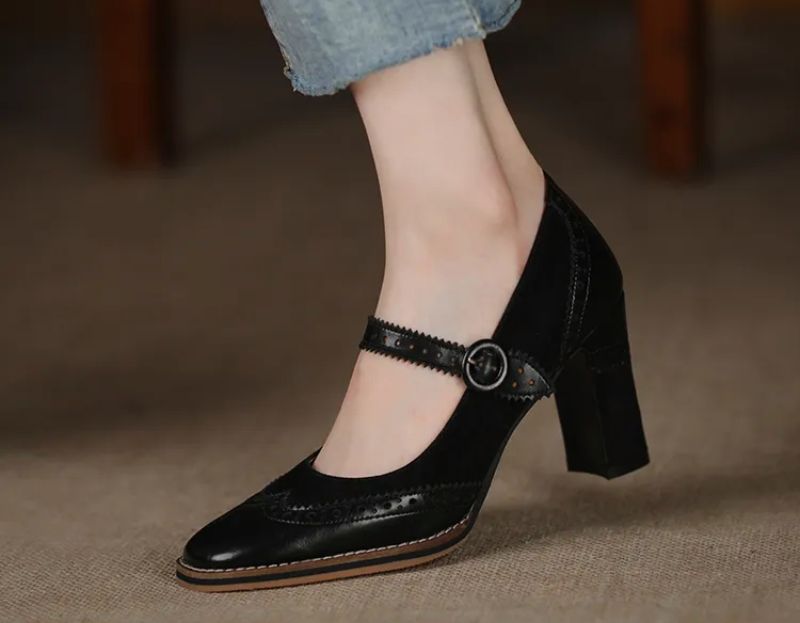 Albany Dames Brogues Pump Schoenen - Abrikoos