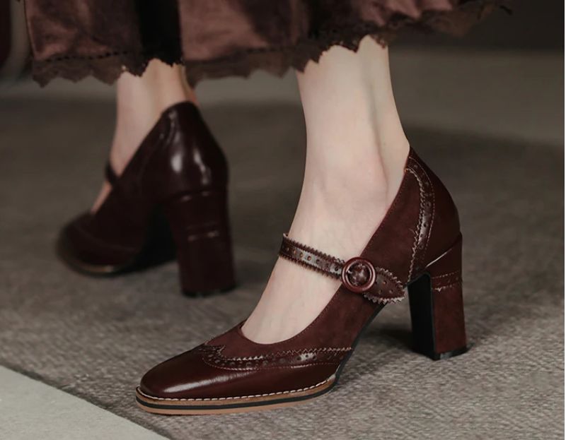 Albany Dames Brogues Pump Schoenen - Abrikoos