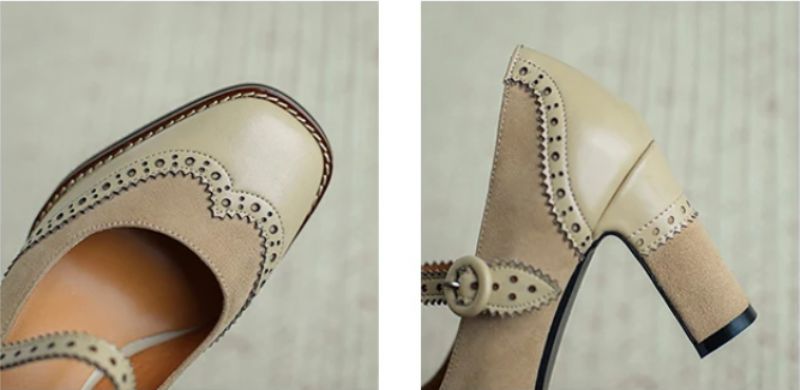 Albany Dames Brogues Pump Schoenen - Abrikoos