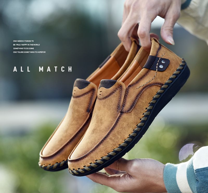 Alberth Heren Loafers Casual Schoenen - Kaki