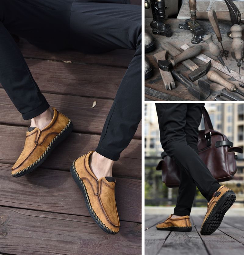 Alberth Heren Loafers Casual Schoenen - Kaki