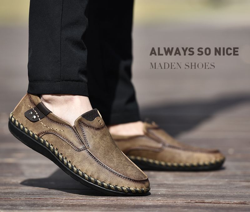 Alberth Heren Loafers Casual Schoenen - Kaki