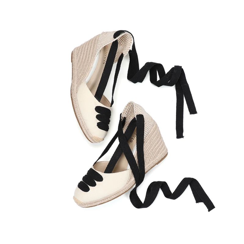 Albertina Dames Espadrille Wedges Sandalen - Zwart 3in