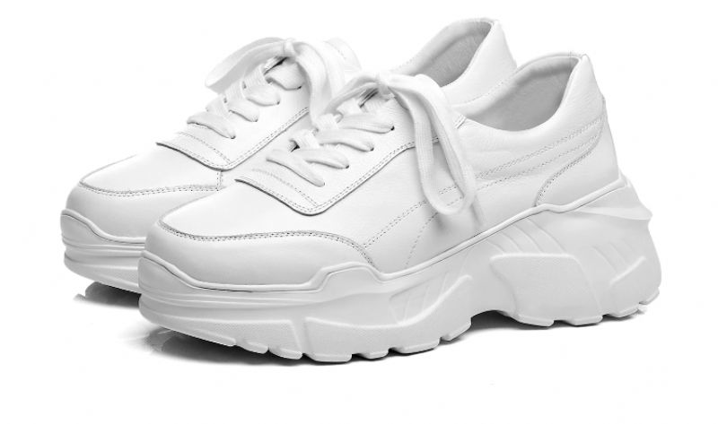 Alcolea Dames Leren Veter Platform Sneaker - Wit