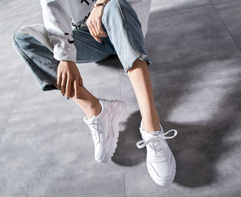Alcolea Dames Leren Veter Platform Sneaker - Wit