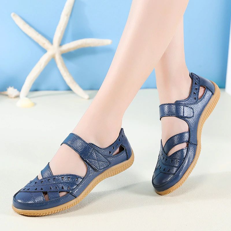 Alegria Dames Platte Leren Loafer Zwarte Schoenen - Zwart