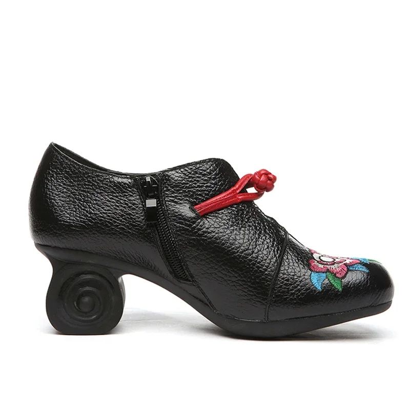 Aleida Dames Borduurwerk Pumps Schoenen - Grijs