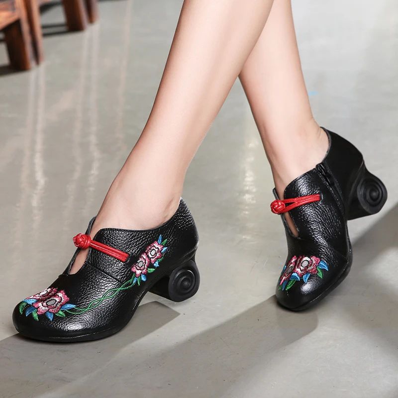 Aleida Dames Borduurwerk Pumps Schoenen - Grijs