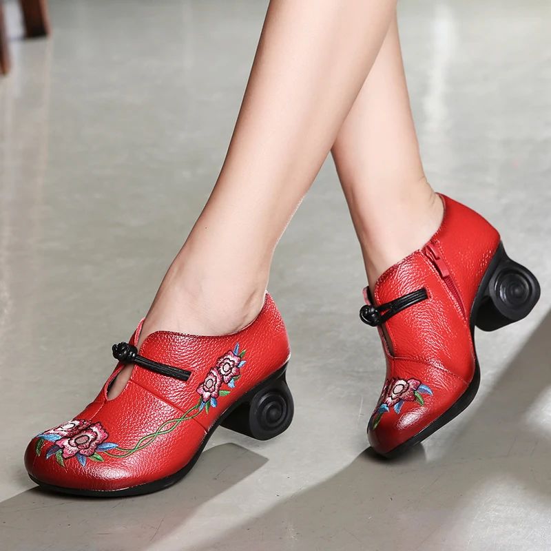 Aleida Dames Borduurwerk Pumps Schoenen - Grijs