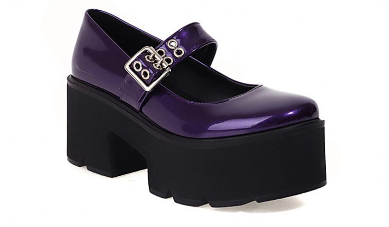 Aleja Dames Ronde Neus Platform Schoenen - Zwart