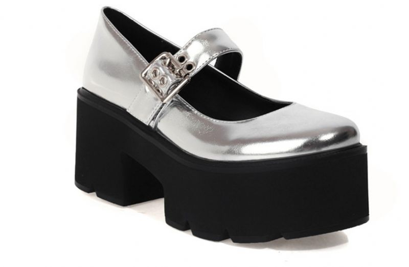Aleja Dames Ronde Neus Platform Schoenen - Zwart