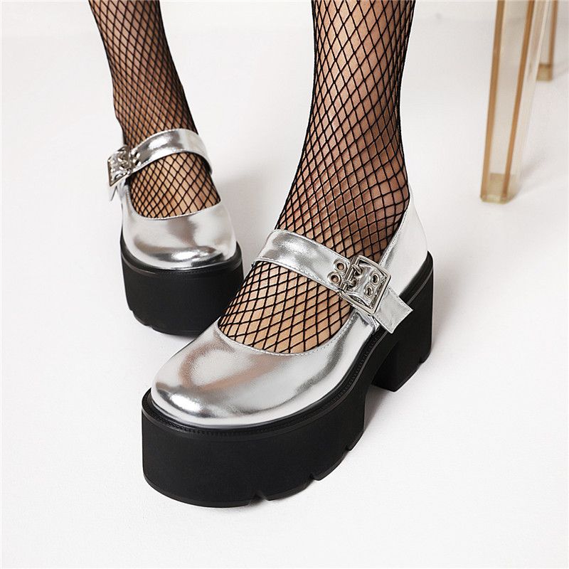 Aleja Dames Ronde Neus Platform Schoenen - Zwart