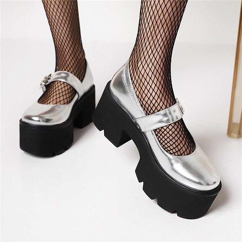 Aleja Dames Ronde Neus Platform Schoenen - Zwart