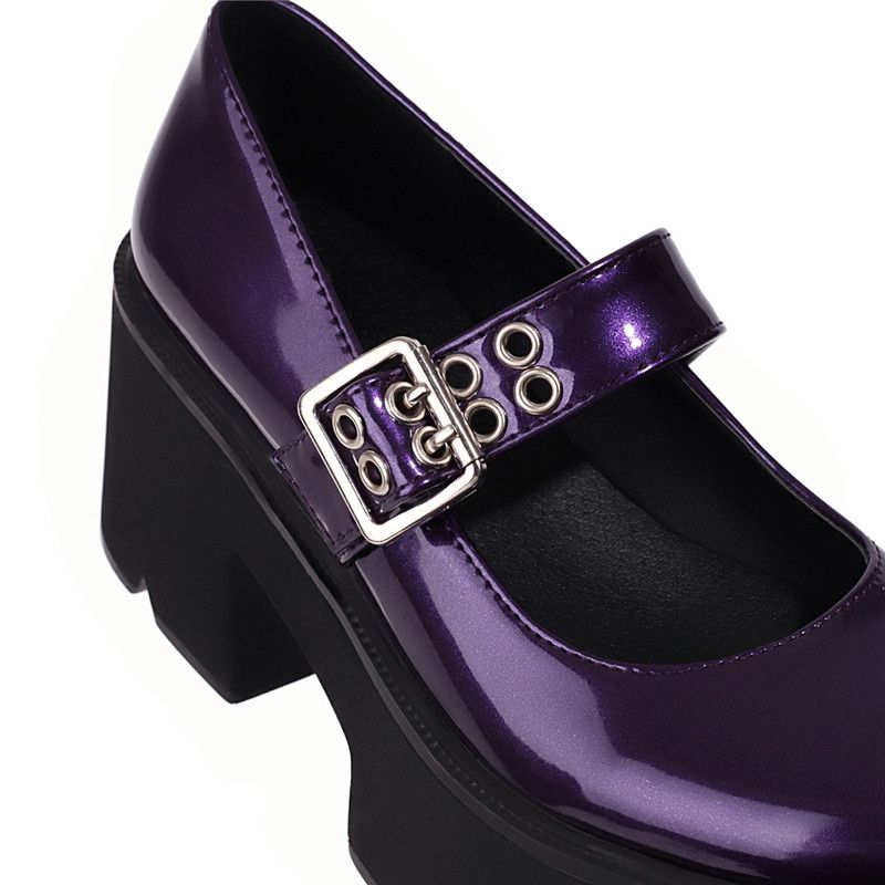 Aleja Dames Ronde Neus Platform Schoenen - Zwart