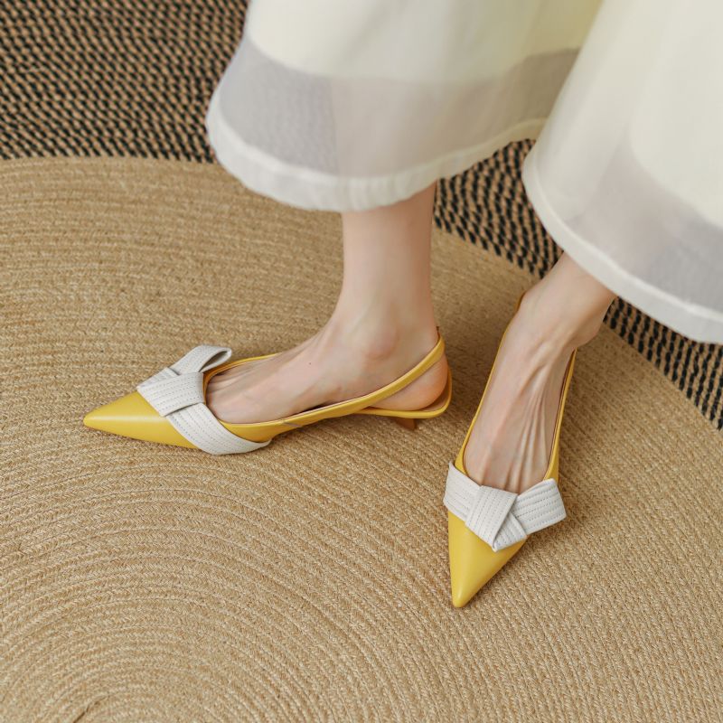 Aleja Dames Zomer Vlinder Knoop Sandalen - Geel