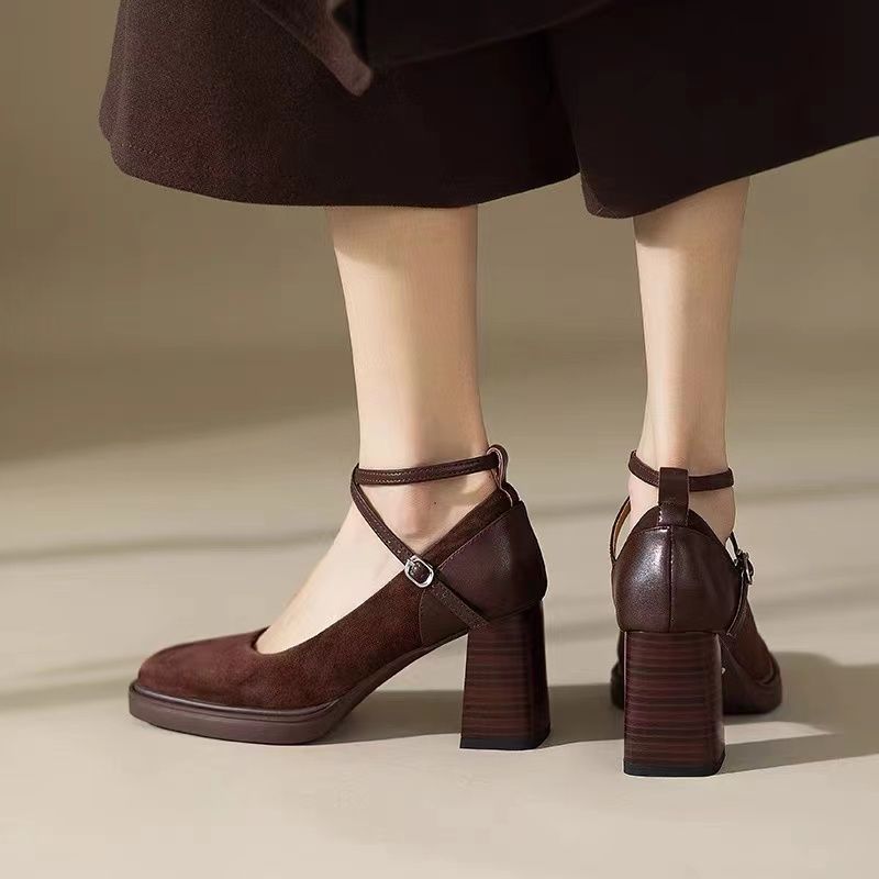 Alex Dames Enkelbandjes Fashion Platform Pumps - Bruin
