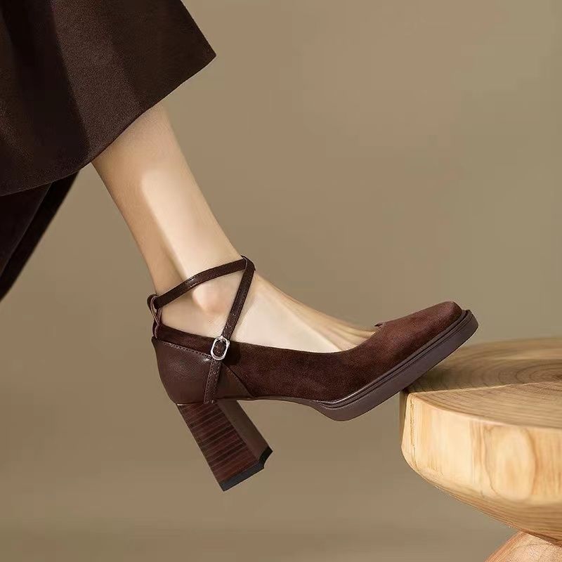 Alex Dames Enkelbandjes Fashion Platform Pumps - Bruin