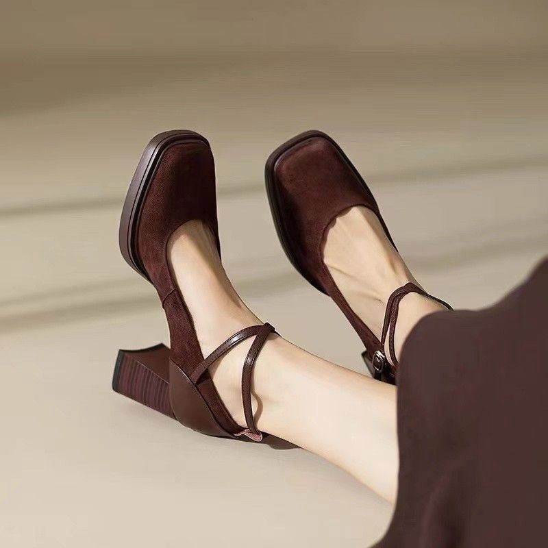 Alex Dames Enkelbandjes Fashion Platform Pumps - Bruin