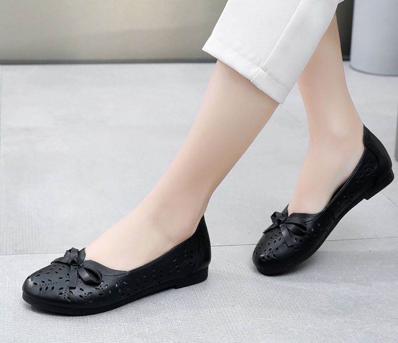 Alexa Dames Platte Zwarte Schoenen - Zwart