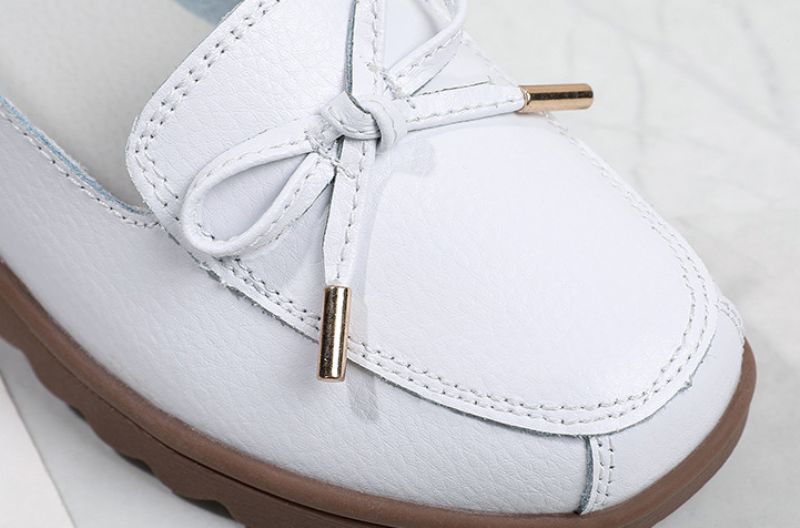 Alfonsina Dames Leren Instappers Platform Loafer Schoenen - Beige