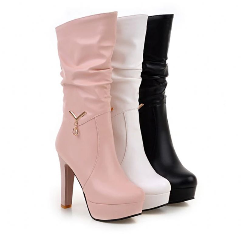Alicia Dames Platform Fashion Laarzen - Wit